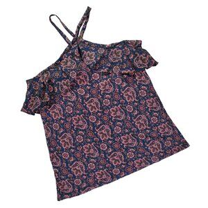 LOFT Navy Paisley Halter Top size Small